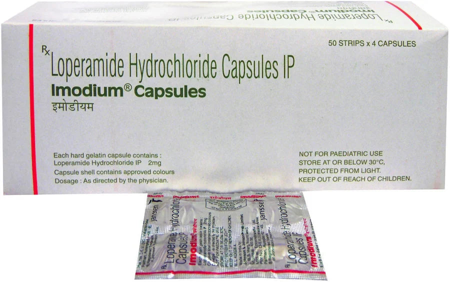 AntiDiarrhoeals (Imodium capsules contain loperamide 2 mg, used to treat diarrhea)